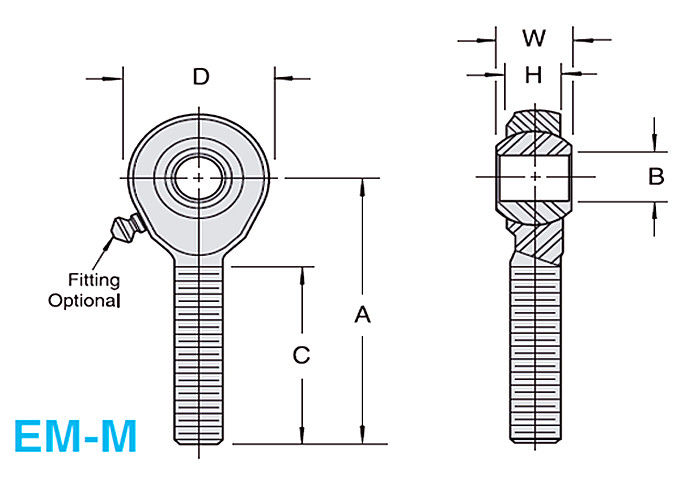 EM -M/E-F - Mの構造のために金属をかぶせるべきメートル球形のロッドエンドの2部分の金属