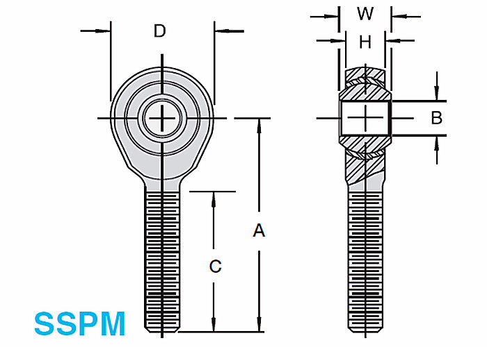 ステンレス鋼球形軸受けロッドエンド、SSPM/SSPFのメートル球接合箇所のロッドエンド