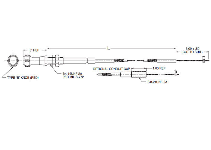 エンジニア機械のためのワイヤー ロープの出力燃料制御ケーブル頭部の混合物565 - 557シリーズ