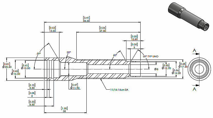 11/16本のUNFの糸が付いている高精度のケーブルの端の付属品のMDによって通される水路の帽子