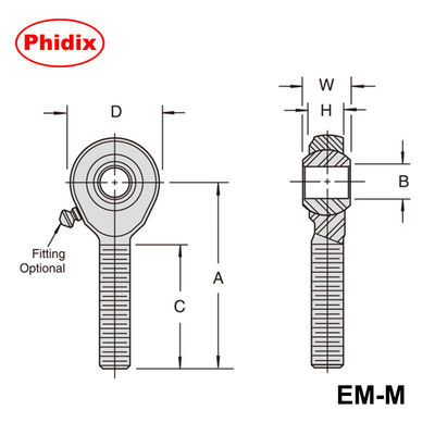 EM-M/EF-M シリーズ メタル・スティッド・エンド: 亜鉛塗装 メトリック・ジョイント PTFE オプションと産業運動制御のための耐腐蝕性