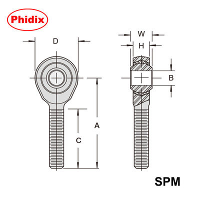SPM/SPFシリーズの棒端 亜鉛と二重塩化塗料の自己潤滑ナイロンレースウェイ 産業用運動システム用の耐腐食/耐着,低湿度設計