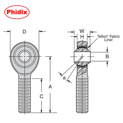 SSHMY-T シリーズ ステンレス・ステール PTFE ローニングストッドエンド 高い負荷能力 耐腐蝕性 クリーンルーム