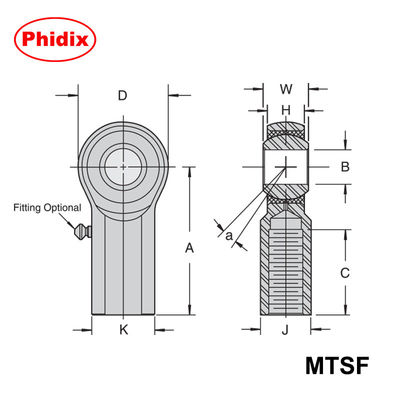 MTSM/MTSFシリーズ メタル対メタル棒端 工業用高負荷精密ベアリング